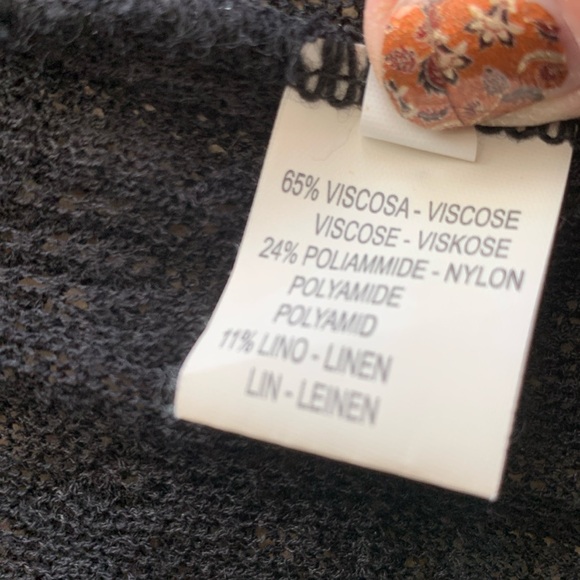 SANDRO FERRONE black linen blend knit cardigan sweater, hip length. Medium EUC - Picture 11 of 17